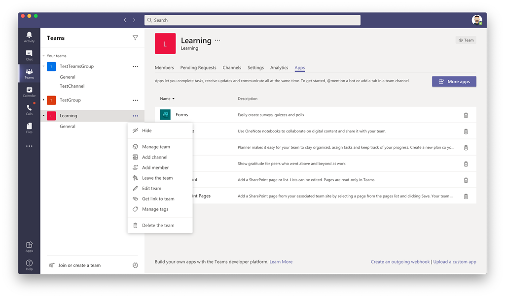Outgoing Web Hook In Teams Using Yeoman Teams Generator